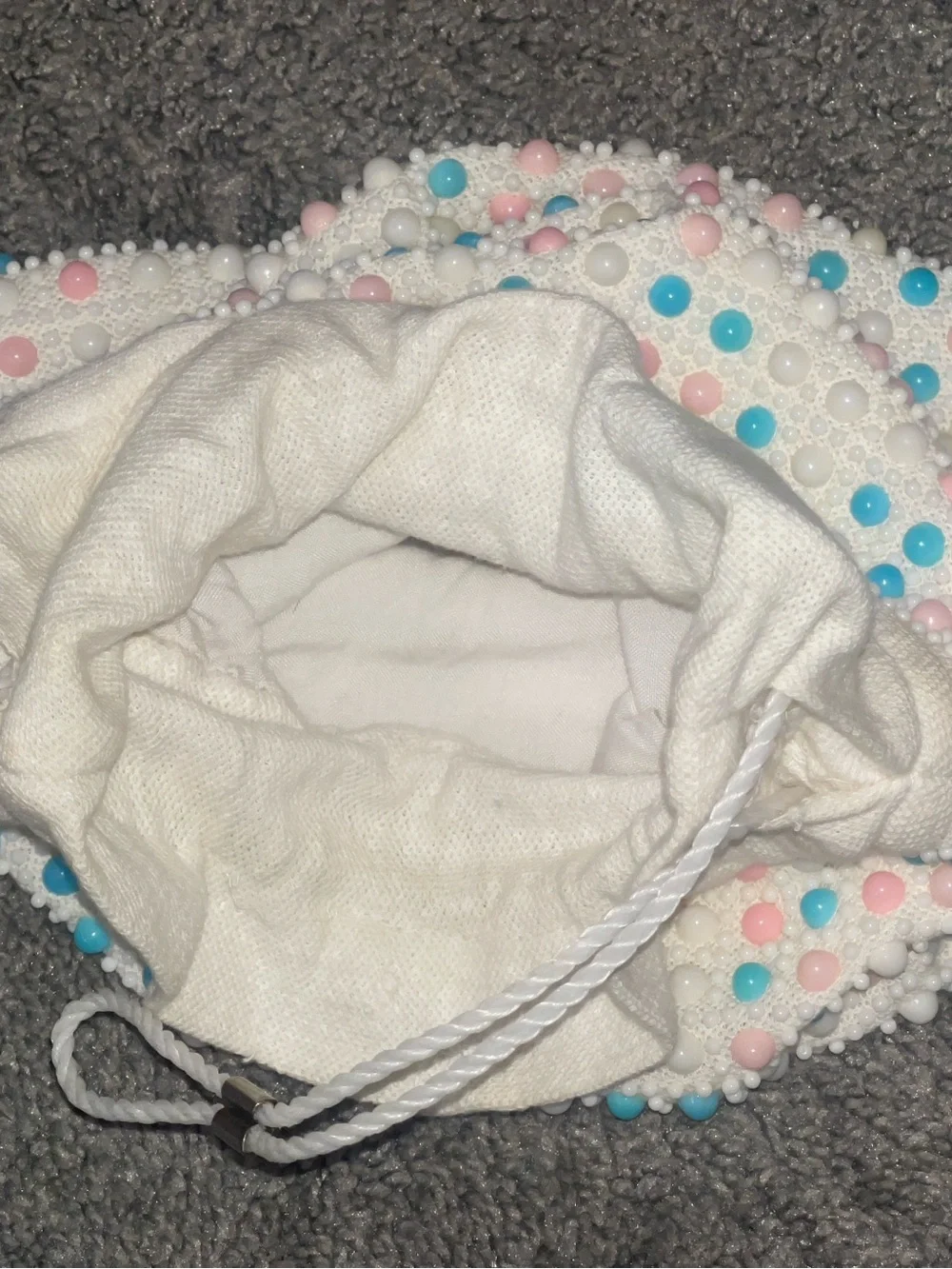 Vintage 60’s pastel bubble bead cosmetic bag